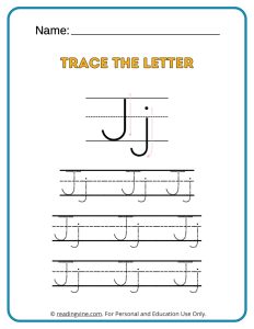 Tracing the Alphabet Letter J