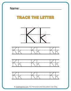 Tracing the Alphabet Letter K