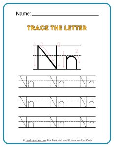 Tracing the Alphabet Letter N