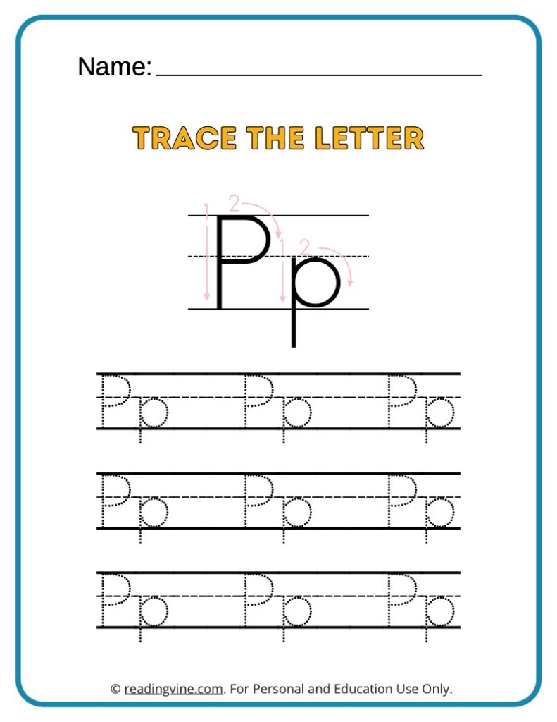 Tracing the Alphabet Letter P Activity