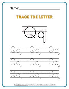 Tracing the Alphabet Letter Q