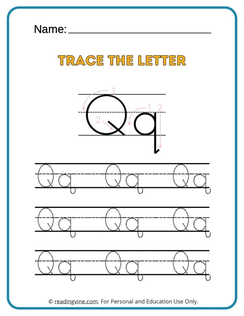 Tracing the Alphabet Letter Q Activity
