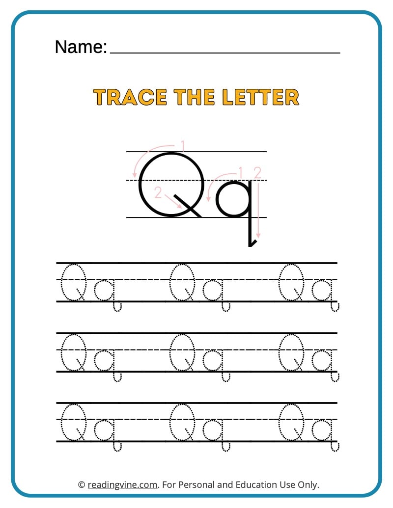 Tracing the Alphabet Letter Q