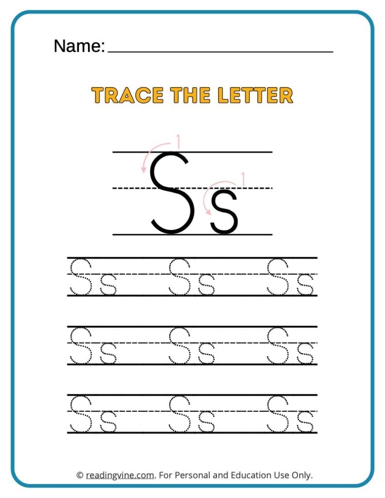 Tracing the Alphabet Letter S Activity