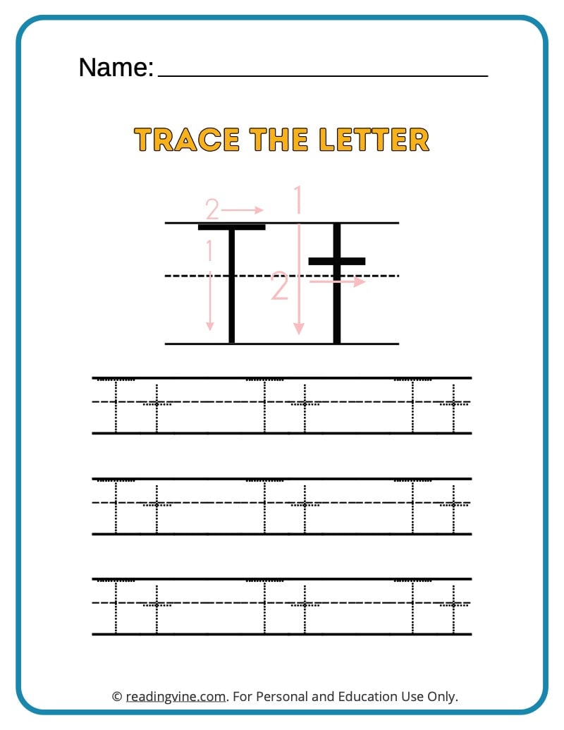 Tracing the Alphabet Letter T