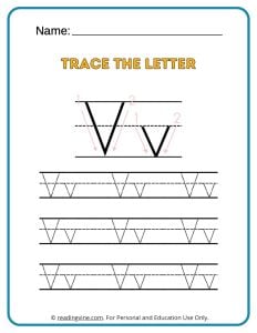 Tracing the Alphabet Letter V