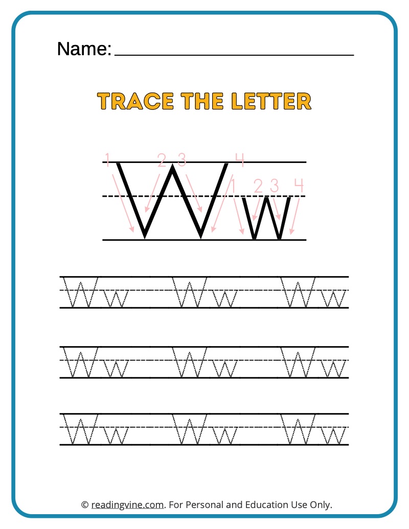 Tracing the Alphabet Letter W
