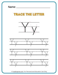 Tracing the Alphabet Letter Y