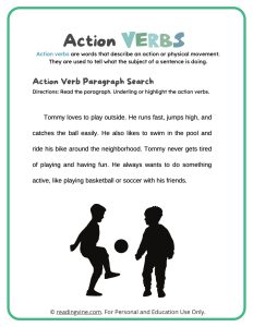 Action Verb Worksheet