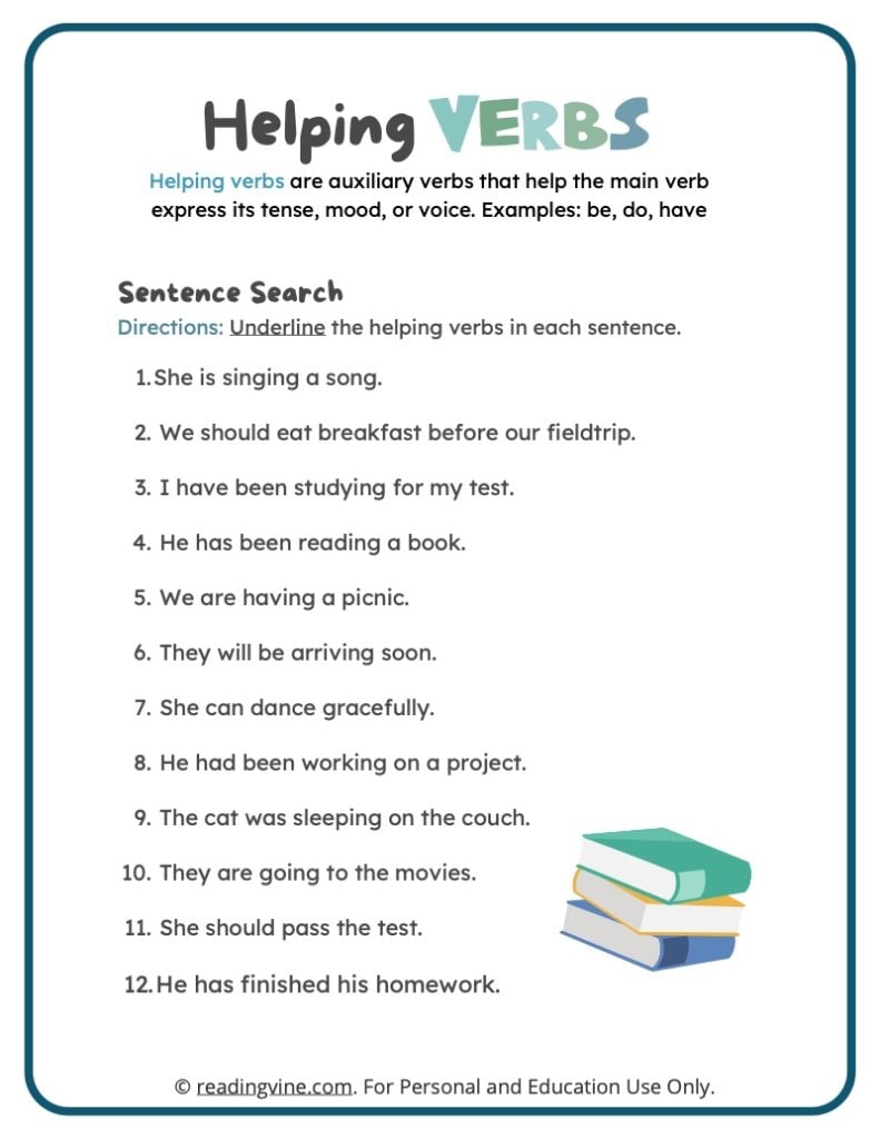 Underline The Helping Verbs image ReadingVine underline-the-helping-verbs-image-readingvine