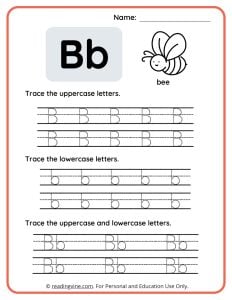 Uppercase and Lowercase B Tracing