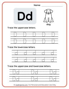 Uppercase and Lowercase Letter D Tracing