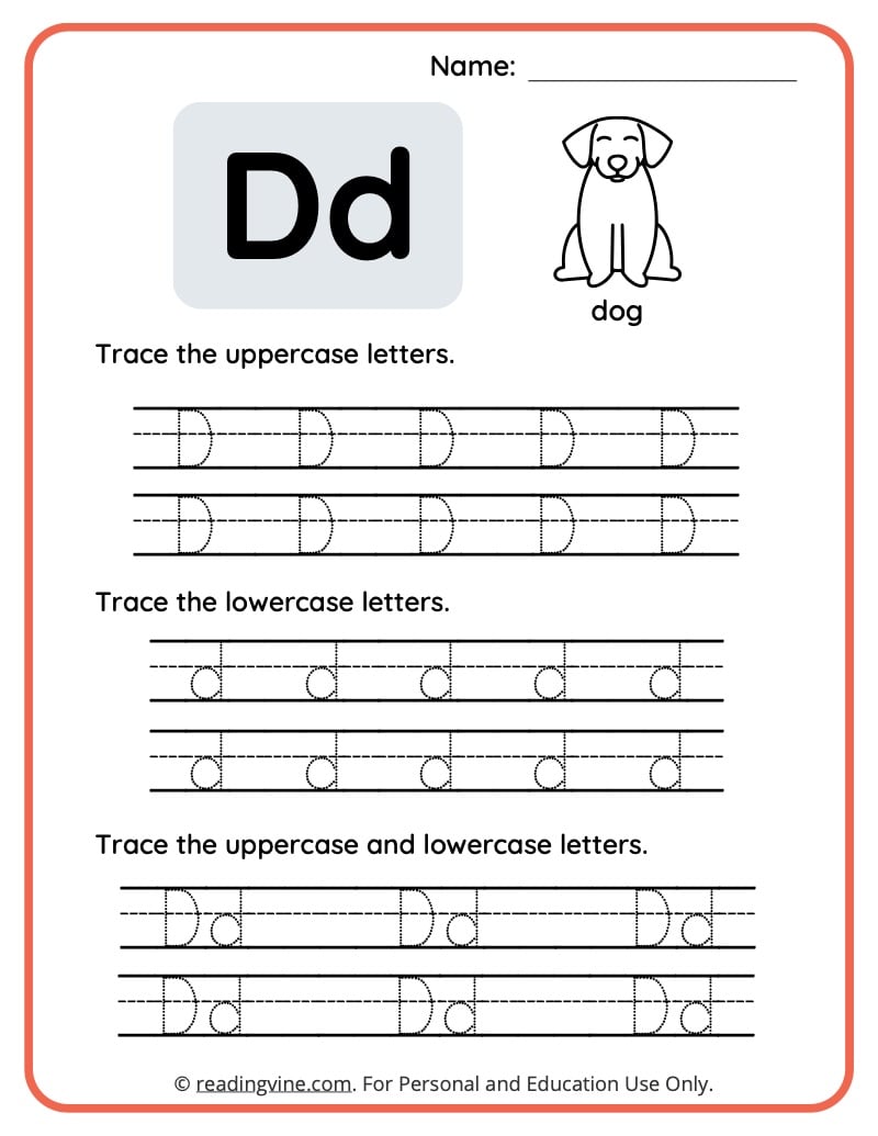 Letter of the week: LETTER D-NO PREP WORKSHEETS- LETTER D Alphabet