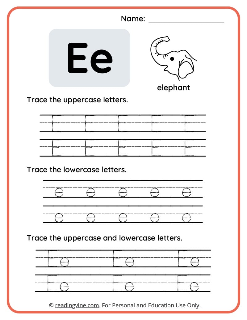 Bubble Letter E Worksheets