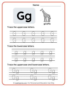 Uppercase and Lowercase Letter G Tracing