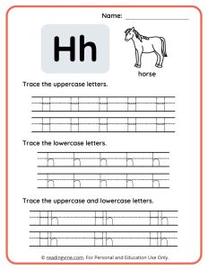 Uppercase and Lowercase Letter H Tracing Worksheet
