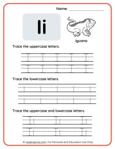 Uppercase and Lowercase Letter I Tracing Worksheet