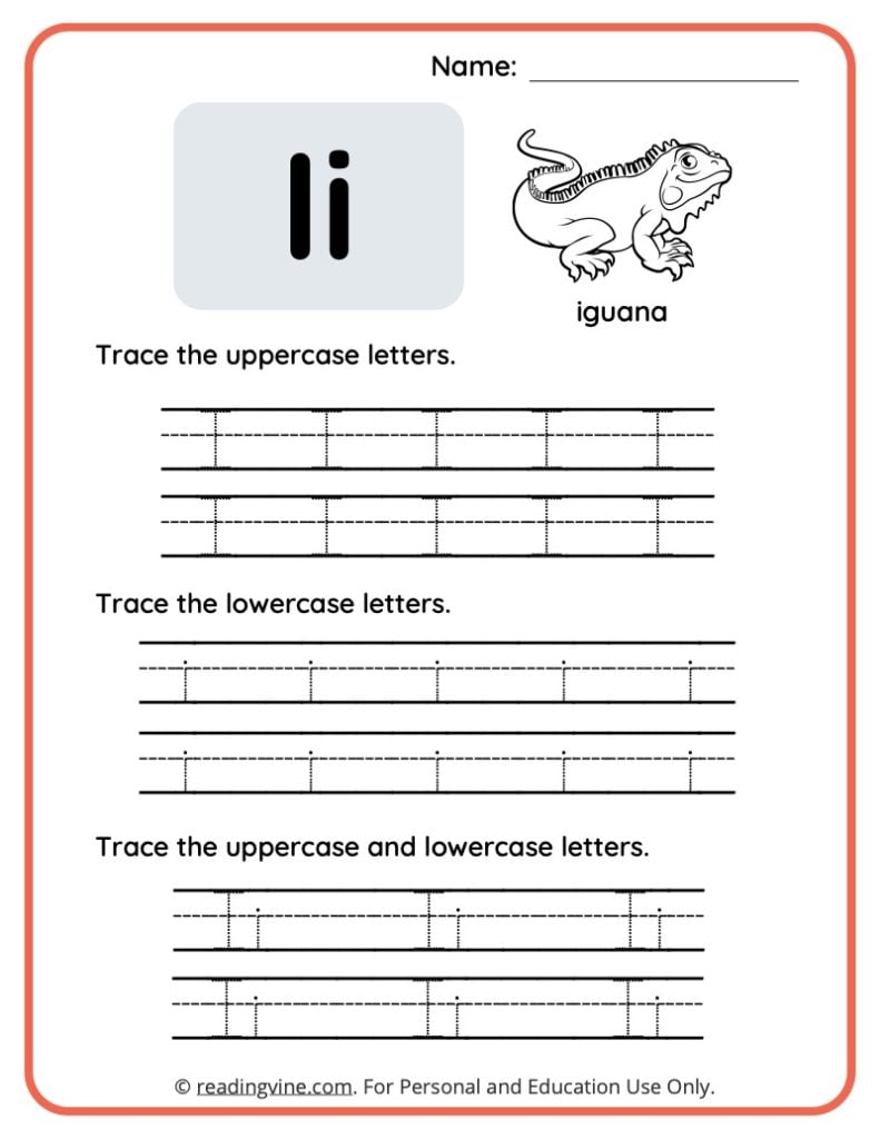 Letter I Tracing Worksheet