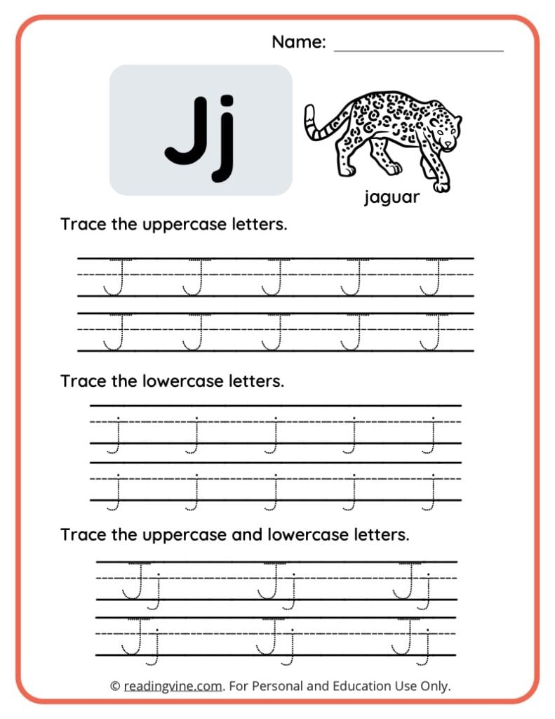 Letter J Tracing Worksheet