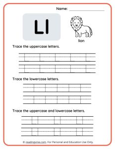 Uppercase and Lowercase Letter L Tracing
