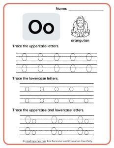 Uppercase and Lowercase Letter O Tracing Worksheet