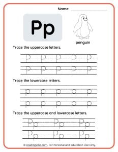 Uppercase and Lowercase Letter P Tracing Worksheet