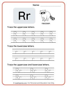 Uppercase and Lowercase Letter R Tracing Worksheet