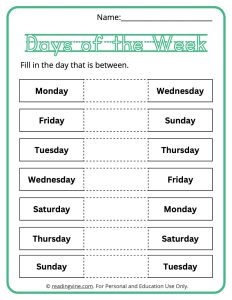 Write the Missing Day of the Week