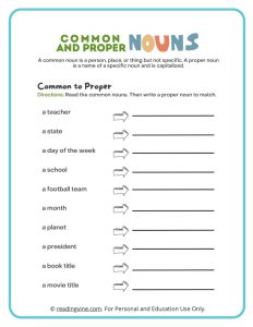 Write the Proper Nouns Printable Activity