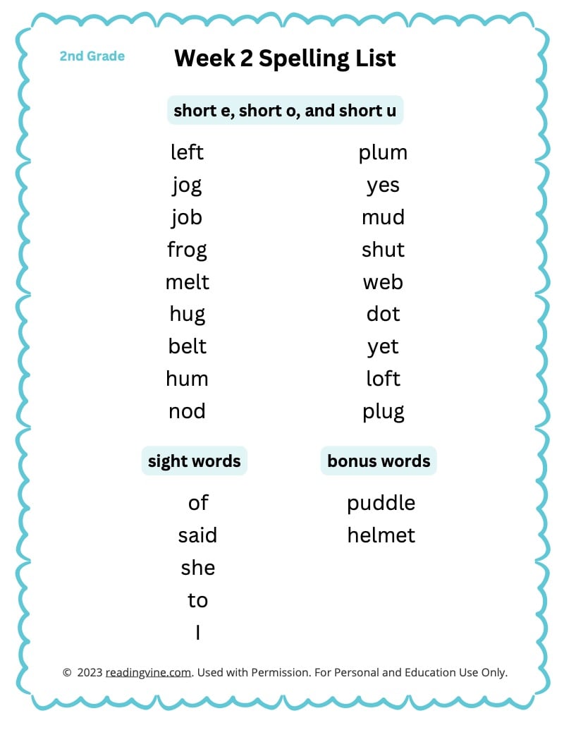 journey 2nd grade spelling words