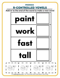 Cut and paste r-controlled vowels activity