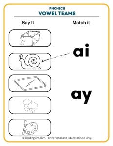 Vowel teams matching activity