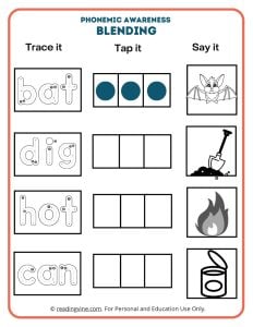 Phonemic Awareness Blend Words Worksheet