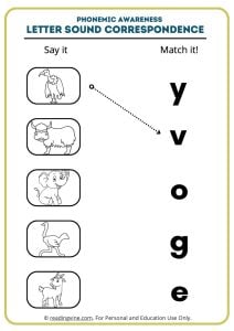 Letter sound correspondence matching activity