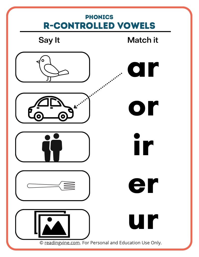 R Controlled Vowels Worksheets - ReadingVine