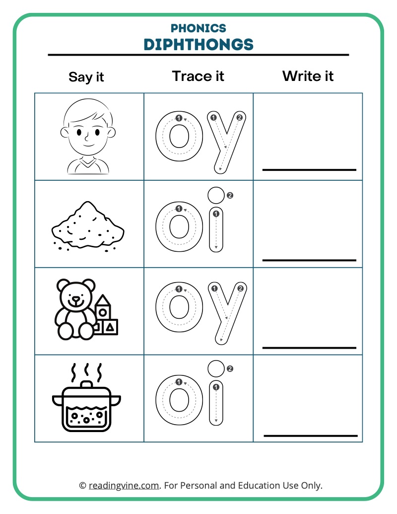 Diphthongs Worksheets ReadingVine