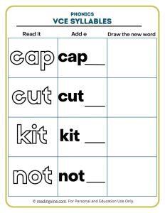 Magic E Words - Write the word VCe syllables activities