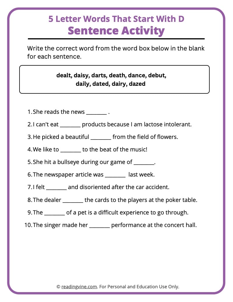 5 letter words with d in the third position