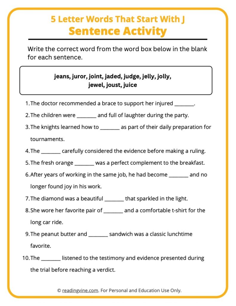 5 letter words with t and j
