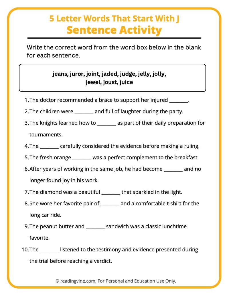 words with j and c in them 5 letters
