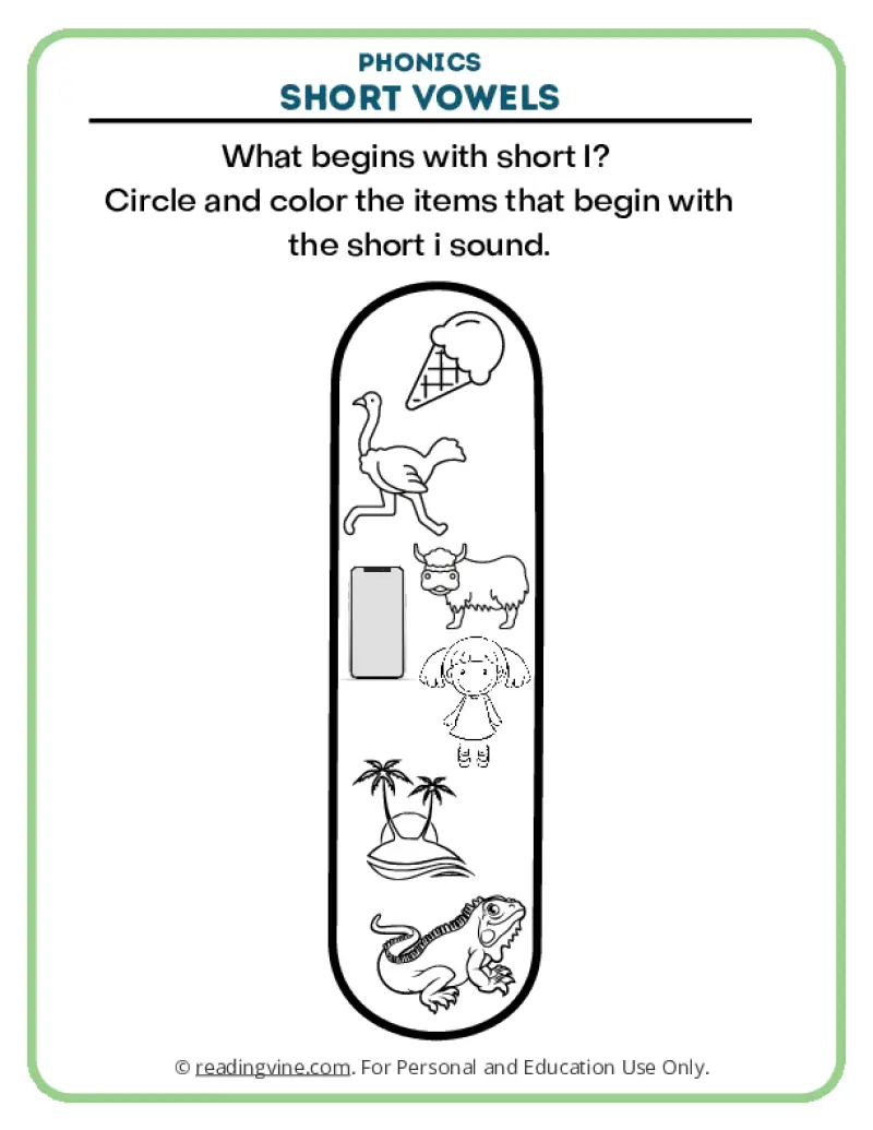 Short vowel worksheets readingvine
