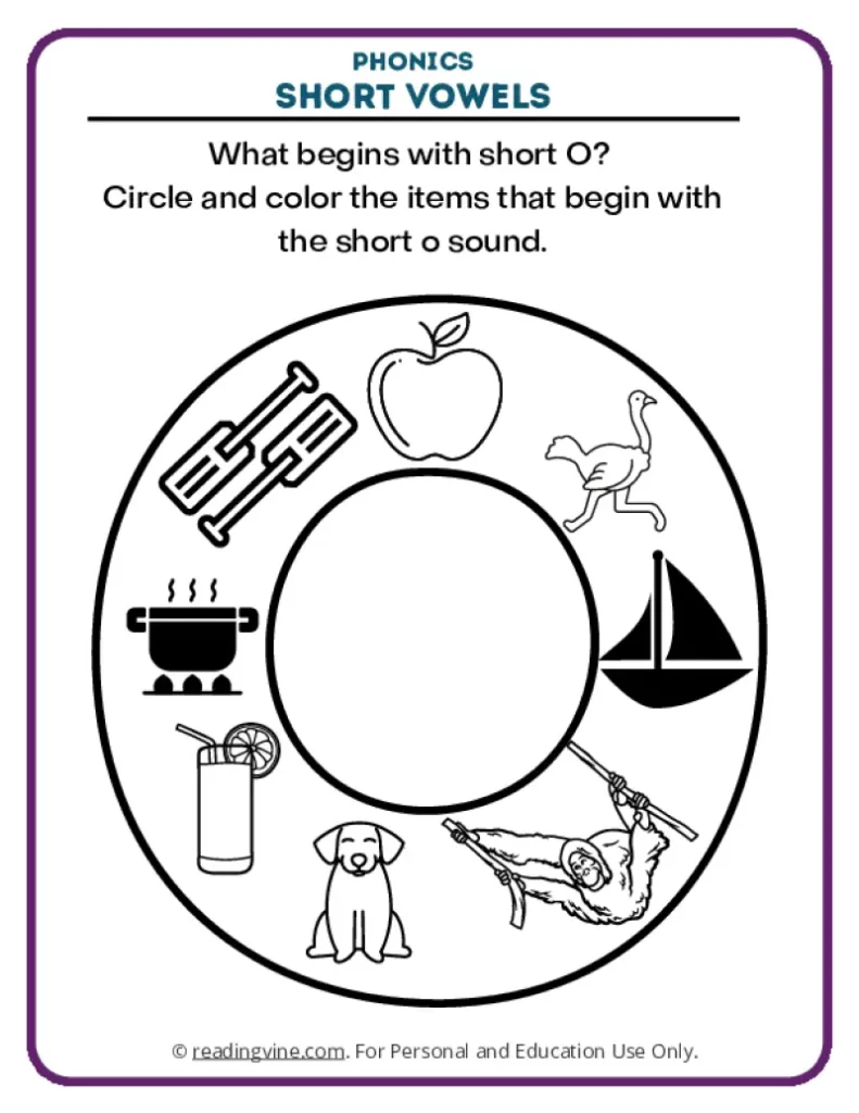 Color Items That Start With Short O