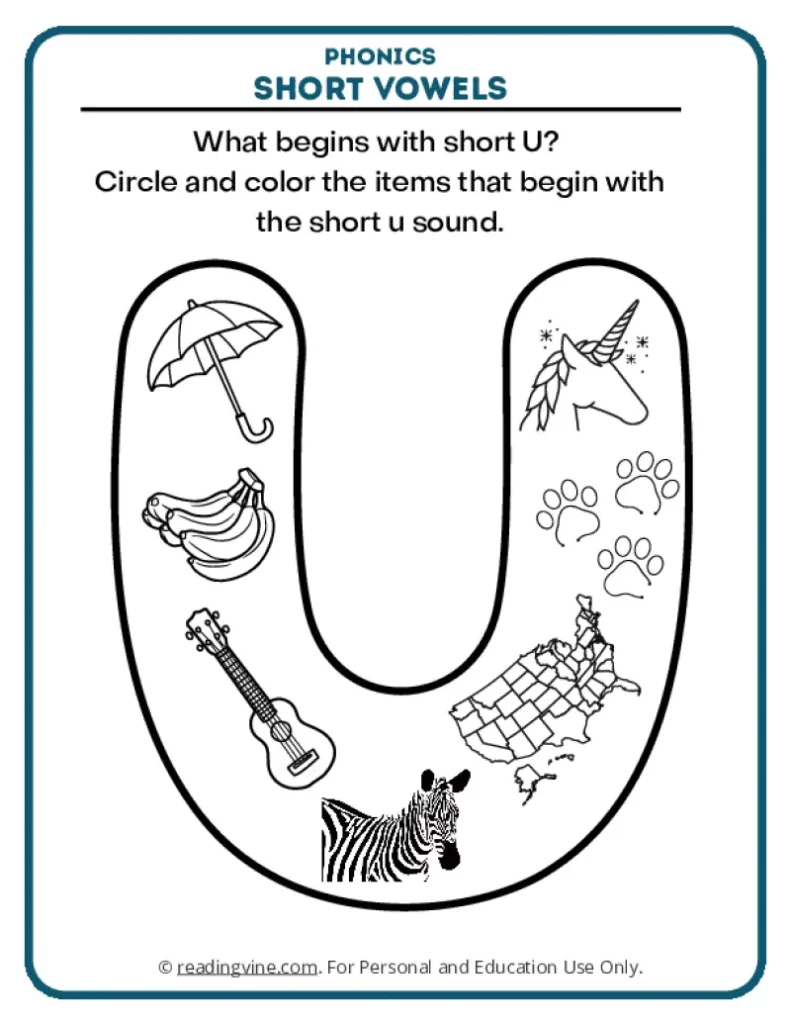 Color Items That Start With Short U