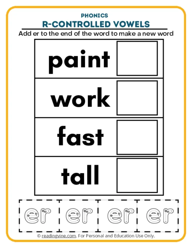 Activity 1: Paint, Work, Fast, Tall