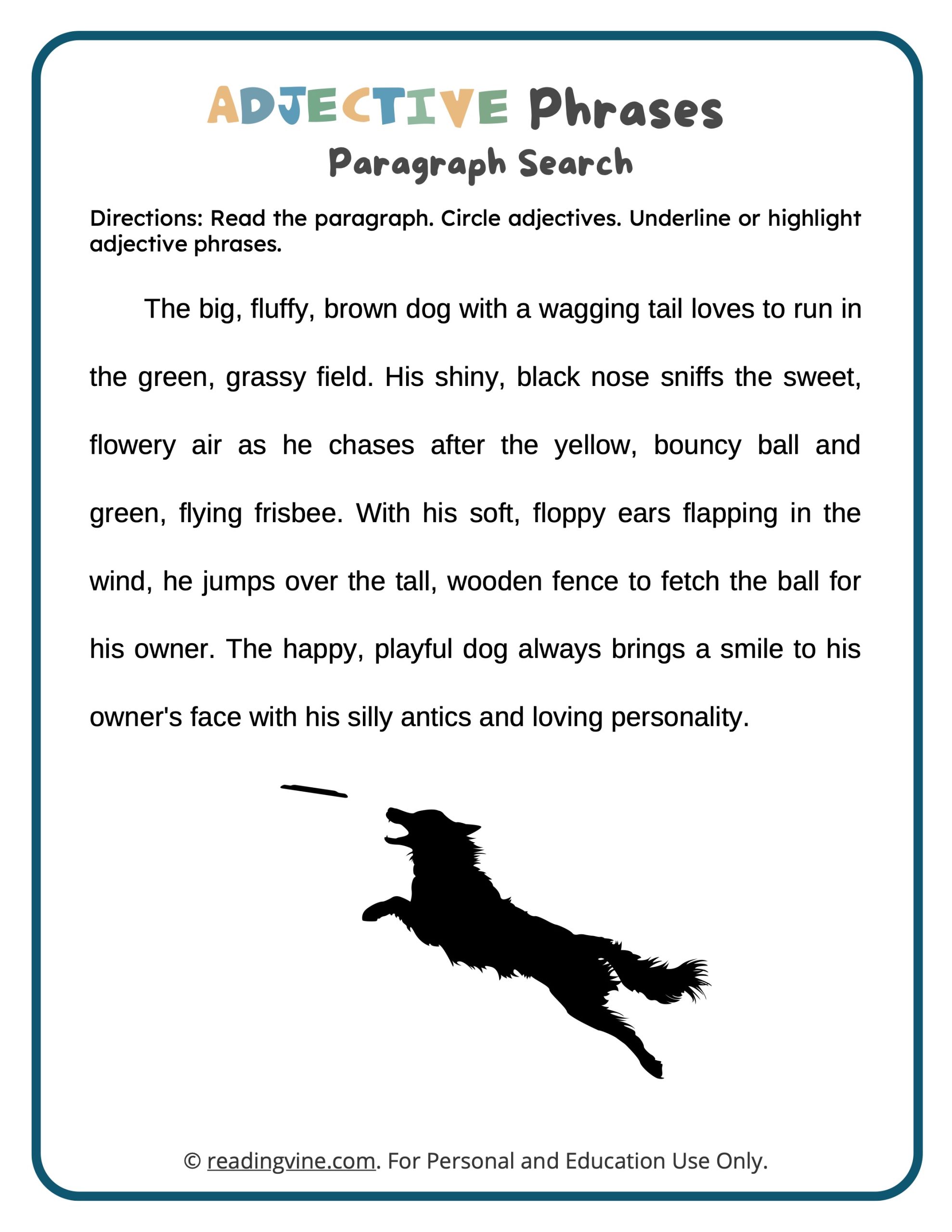 Adjective Phrases Worksheets ReadingVine