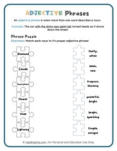 Adjective Phrases Puzzle Activity
