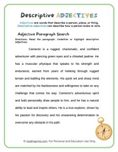Circle the Descriptive Adjectives Reading Activity