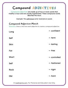 Compound Adjectives Matching Worksheet