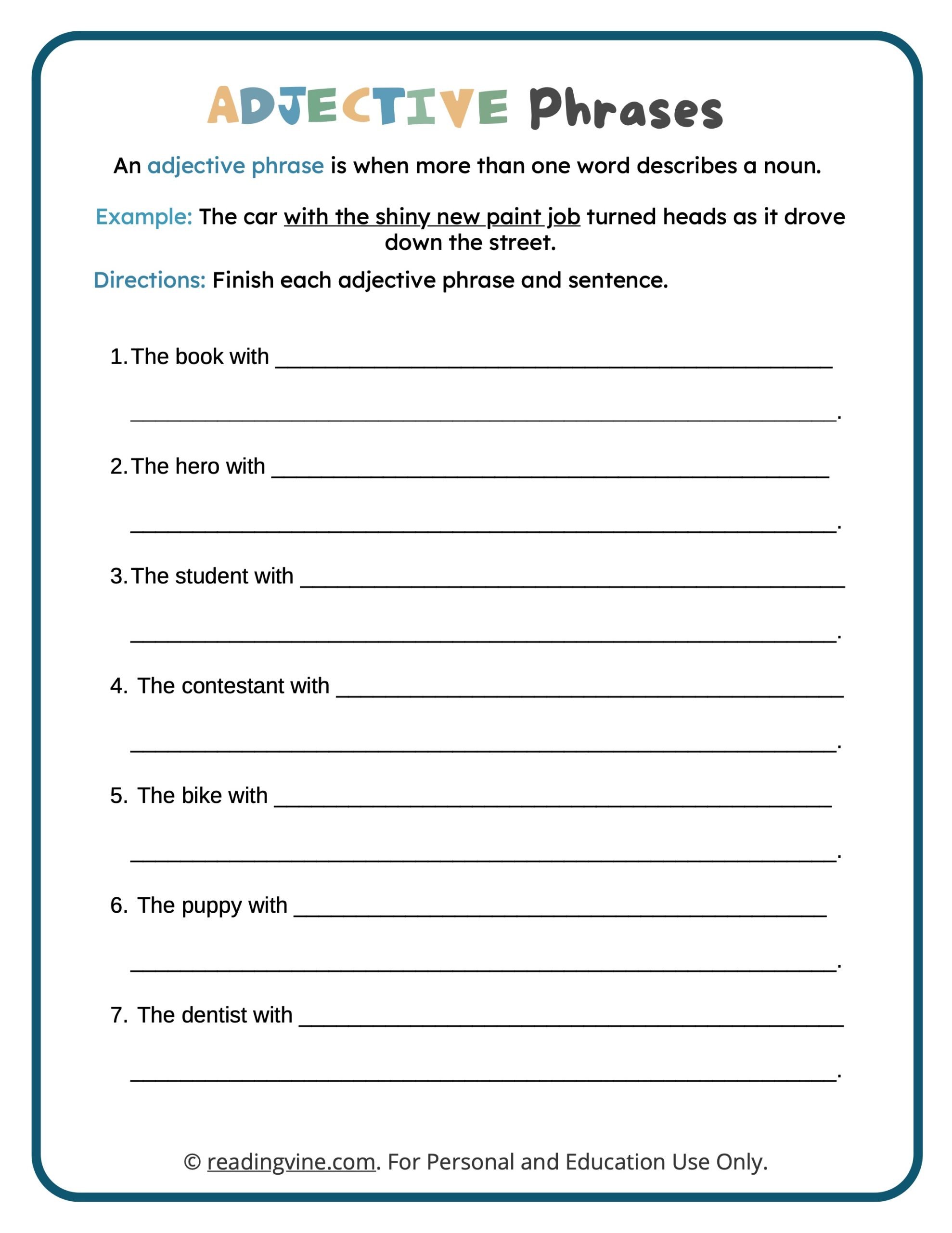 Sentences And Phrases Worksheets For Grade 3