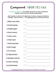 Fix the Compound Adjectives Activity